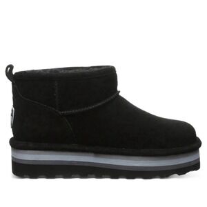 Bearpaw Ankle Boot Retro Shorty Bootie Shoe Slip On Black Suede‎ Womens 8 New